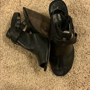 Nine West black wedge sandals. Size 7